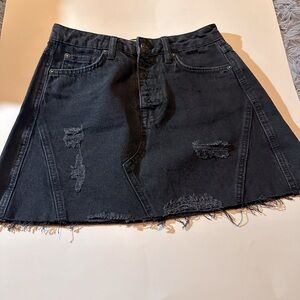 We the Free Black Denim Mini Skirt